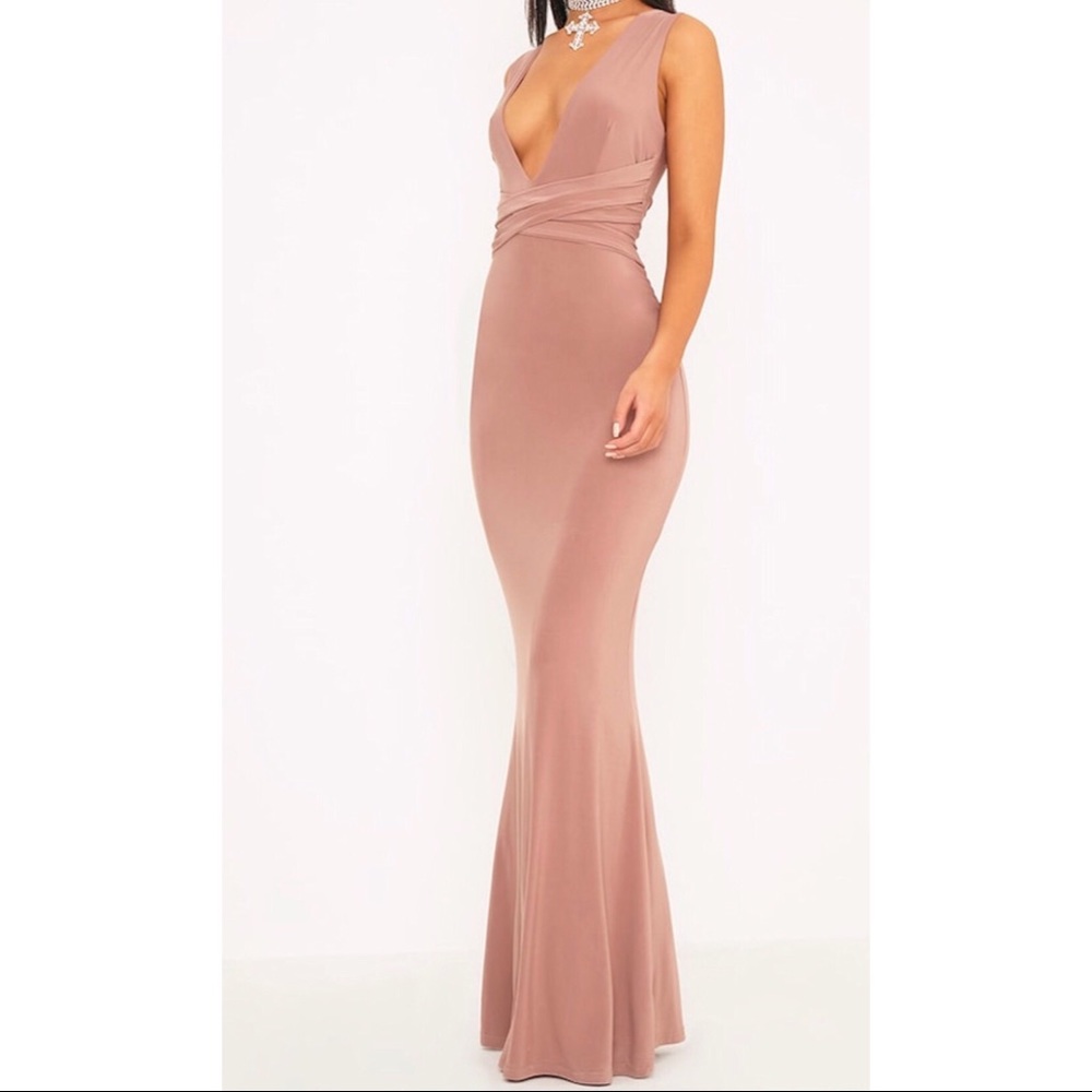 Maxi Dusty Rose Double Wrap Slinky Maxi Dress